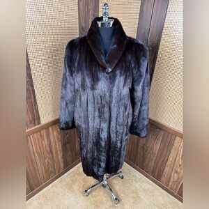 BEAUTIFUL VINTAGE DARK BROWN ALMOST BLACK RANCH MINK FUR COAT JACKET SIZE XL